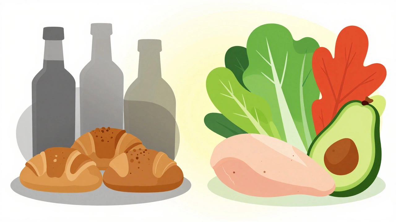Contrast between unhealthy trans fats and fresh whole foods