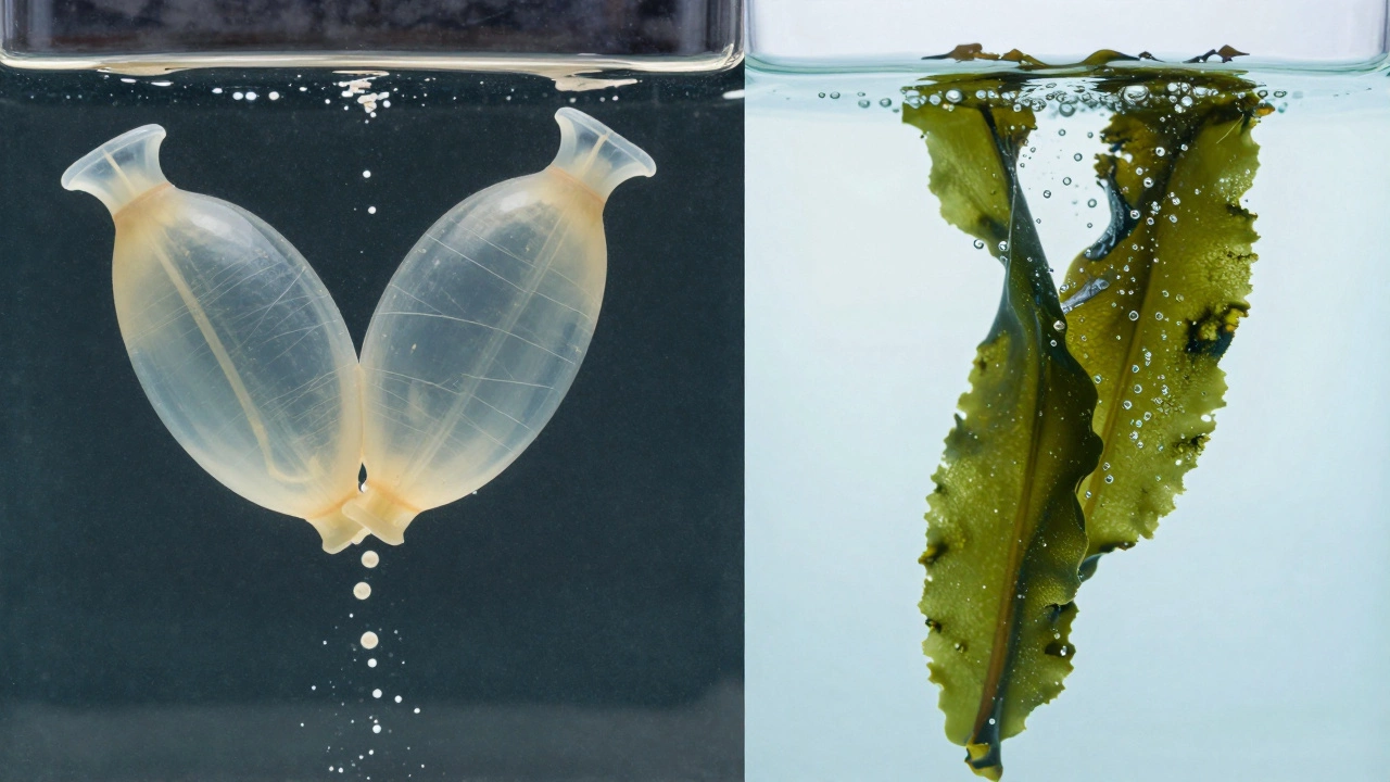 Illustration comparing animal and vegan wine fining agents