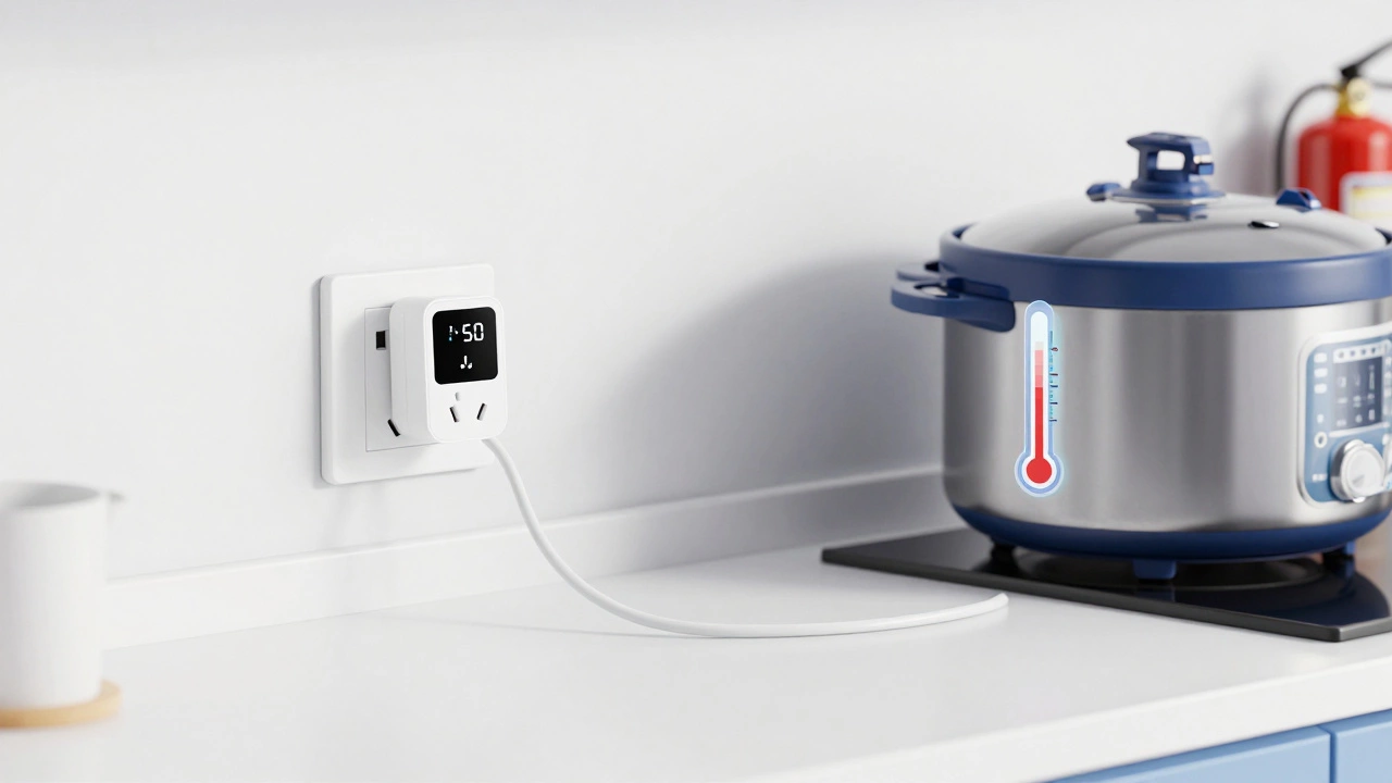 Smart plug timer connected to a slow cooker for safety
