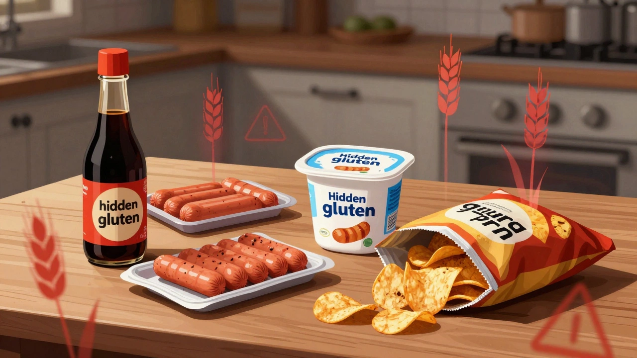 Processed foods with hidden gluten warning signs