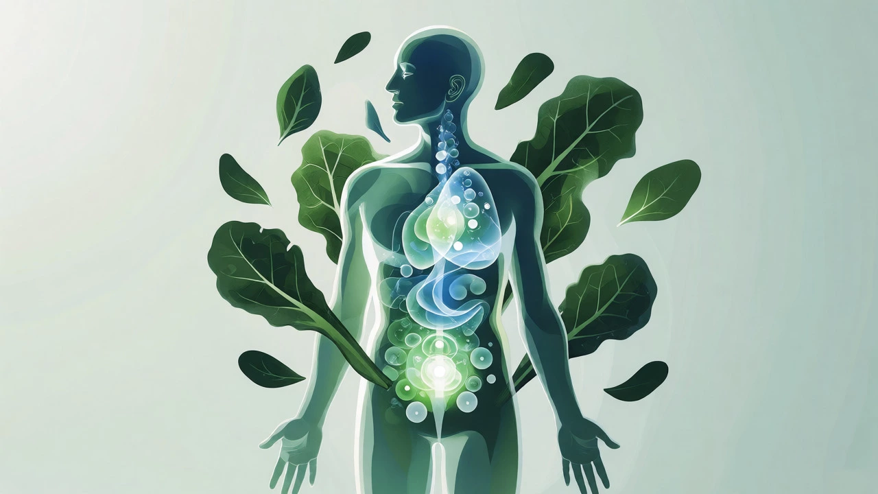 Abstract illustration of human silhouette with glowing green energy